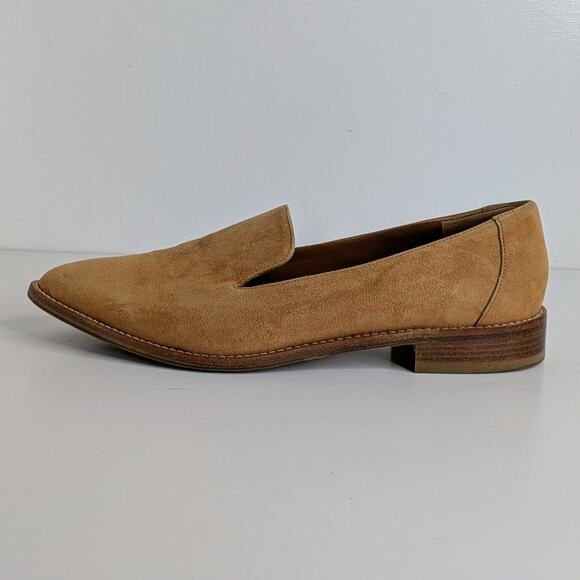 Aquatalia Golda Suede Loafers 8.5 Tan Flats Minimalist Quiet Luxury Weatherproof - Picture 7 of 12